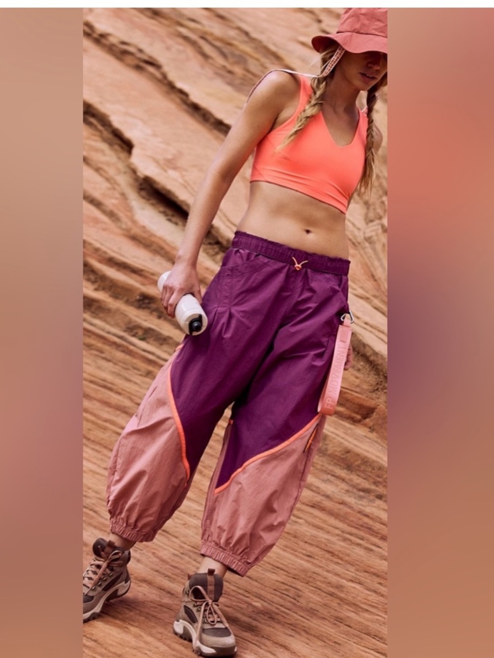 Free People Movement Freeflow Pants Mulberry Combo Pants Size L NWT